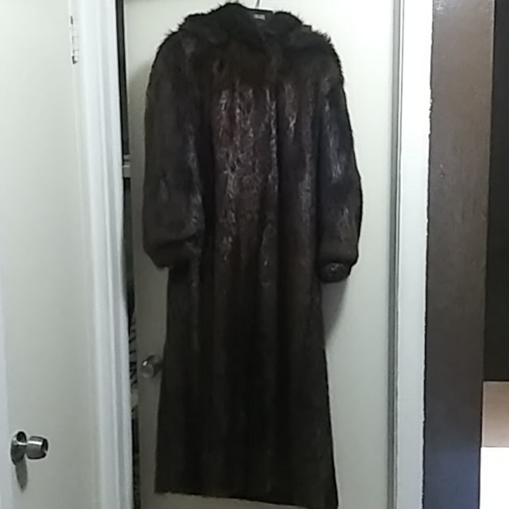 Auth Beaver Mink Ankle Length Coat